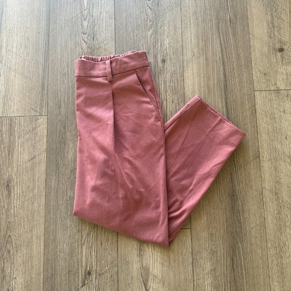LOFT, Medium Pink Pull On Taper Pants in Brushed Flannel - Picture 2 of 5